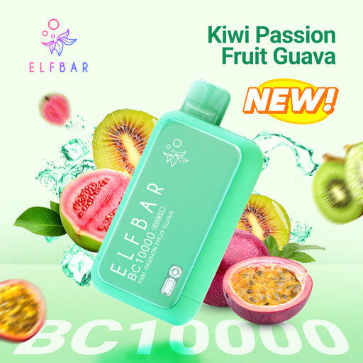 ELFBAR BC10000 Disposable Vape 2% Kiwi Passion Fruit Guava 1Pack (10 PCs)