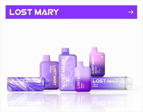 Purple 'Lost Mary' product packaging on a white background