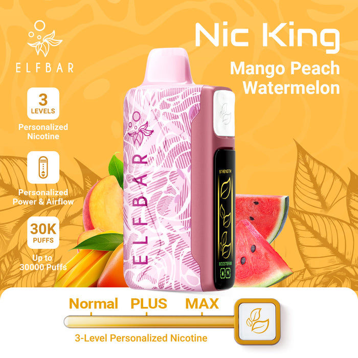 ELFBAR Nic King 30K Disposable Vape Mango Peach Watermelon 1Pack (10 PCs)