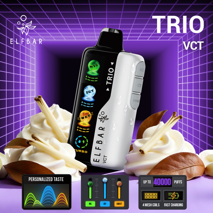 ELFBAR Trio 40000 Puffs Disposable Vape (Sweet Flavors) ELFBAR Trio 40000 Puffs Disposable Vape (Sweet Flavors)