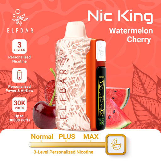 ELFBAR Nic King 30K Disposable Vape Watermelon Cherry 1Pack (10 PCs)