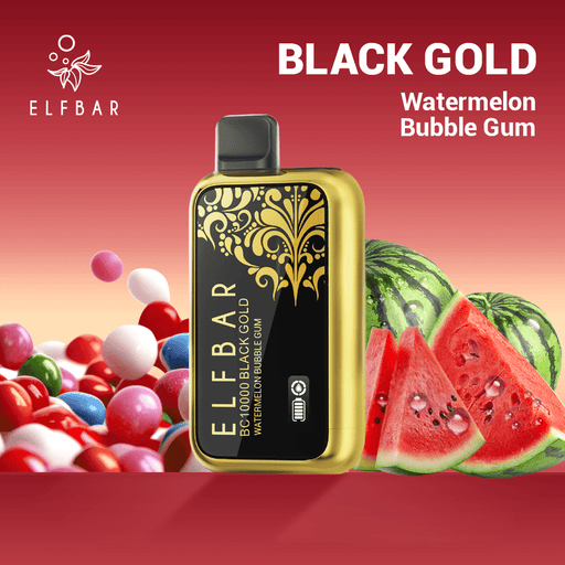 ELFBAR BC10000 Black Gold 10K Disposable Vape Watermelon Bubble Gum 1Pack (10 PCs)