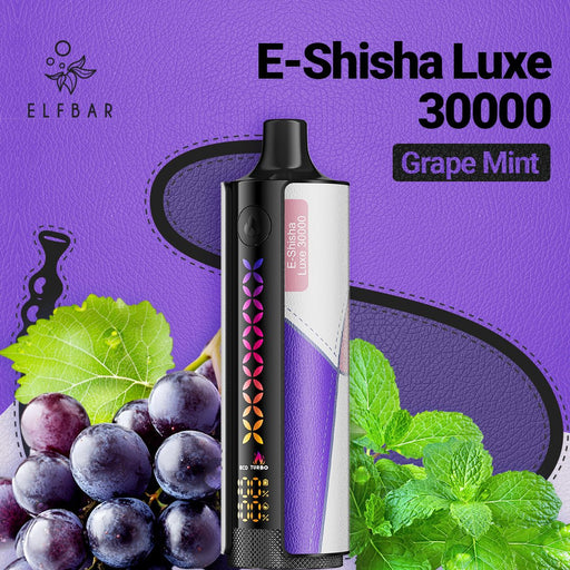 ELFBAR E-Shisha Luxe 30K Disposable Vape 5mg Grape Mint 1Pack (10 PCs)