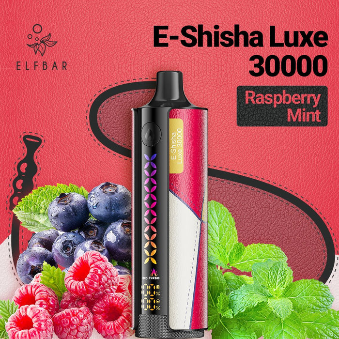 ELFBAR E-Shisha Luxe 30K Disposable Vape 5mg Raspberry Mint 1Pack (10 PCs)