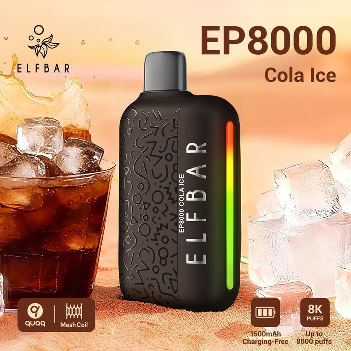 ELFBAR EP8000 Black Gold 8K Disposable Vape 5% Cola Ice 1Pack (10 PCs)