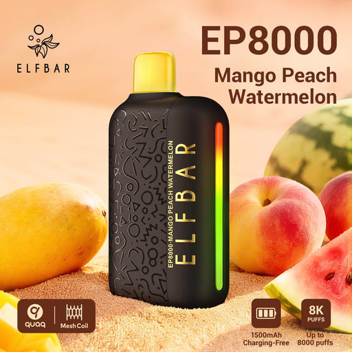 ELFBAR EP8000 Black Gold Version Mango Peach Watermelon 1Pc