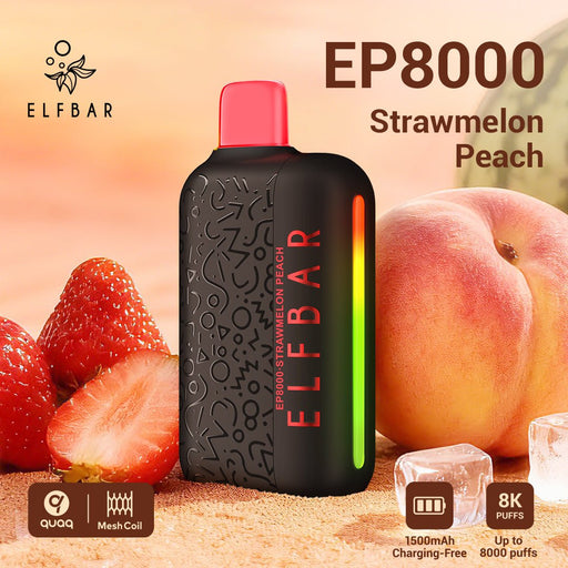 ELFBAR EP8000 Black Gold Version Strawmelon Peach 1Pc