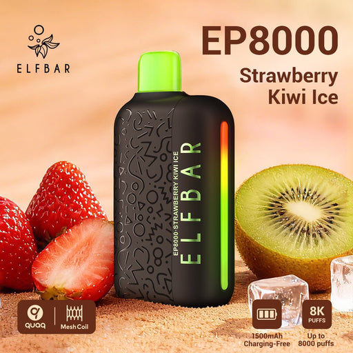 ELFBAR EP8000 Black Gold Version Strawberry Kiwi Ice 1Pc