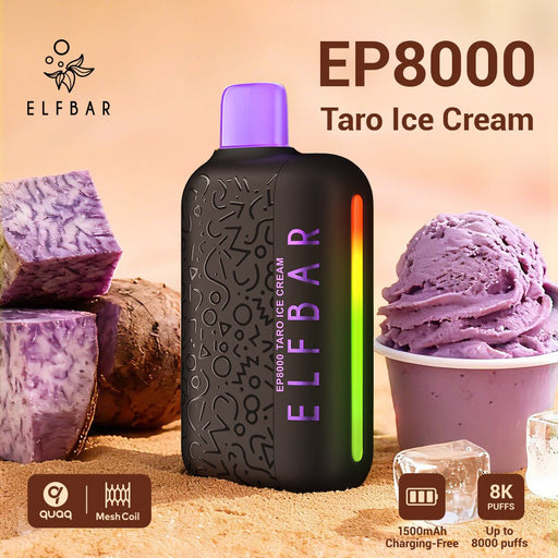 ELFBAR EP8000 Black Gold Version Taro Ice Cream 1Pc
