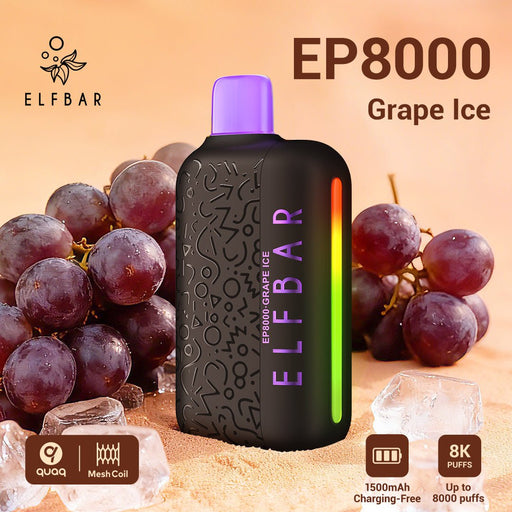 ELFBAR EP8000 Black Gold Version Grape Ice 1Pc