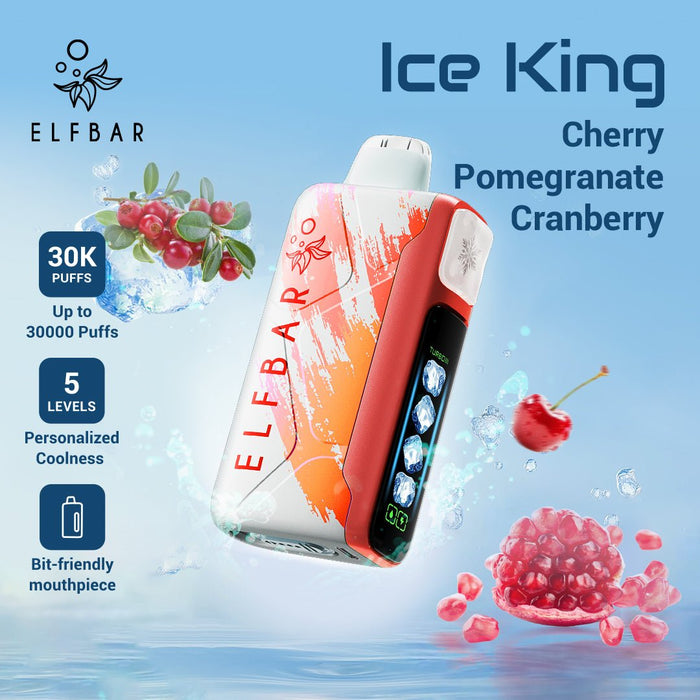 ELFBAR Ice King 30K Disposable Vape Cherry Pomegranate Cranberry 1Pack (10 PCs)