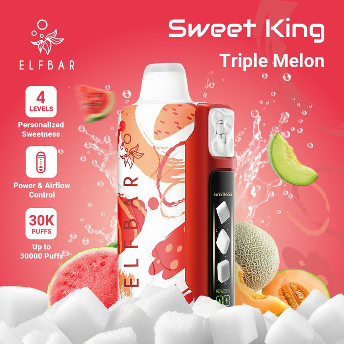 ELFBAR Sweet King 30K Disposable Vape Triple Melon 1Pack (10 PCs)