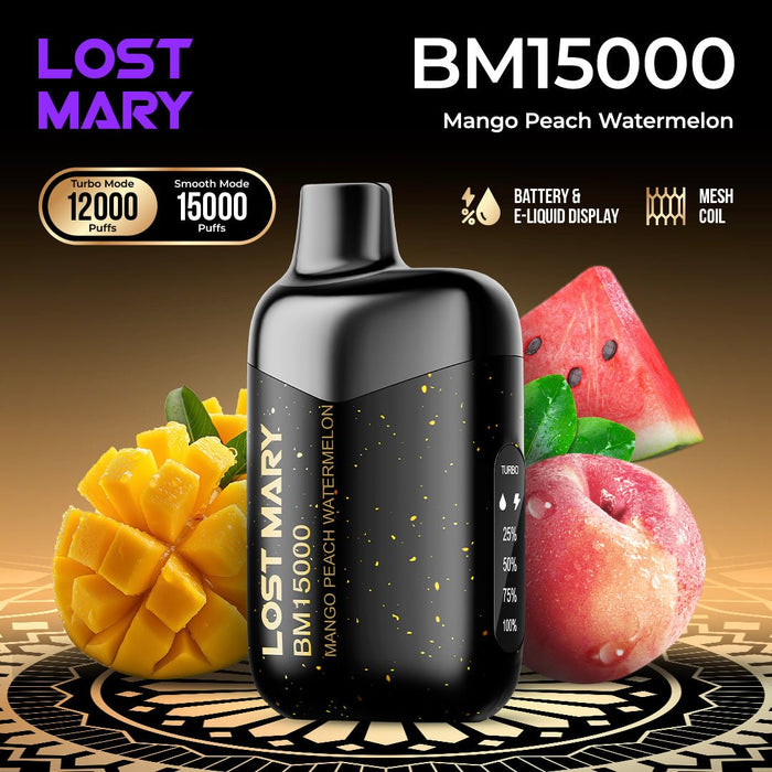 LOST MARY BM15000 15K Disposable Vape 2% Mango Peach Watermelon 1Pack (10 PCs)