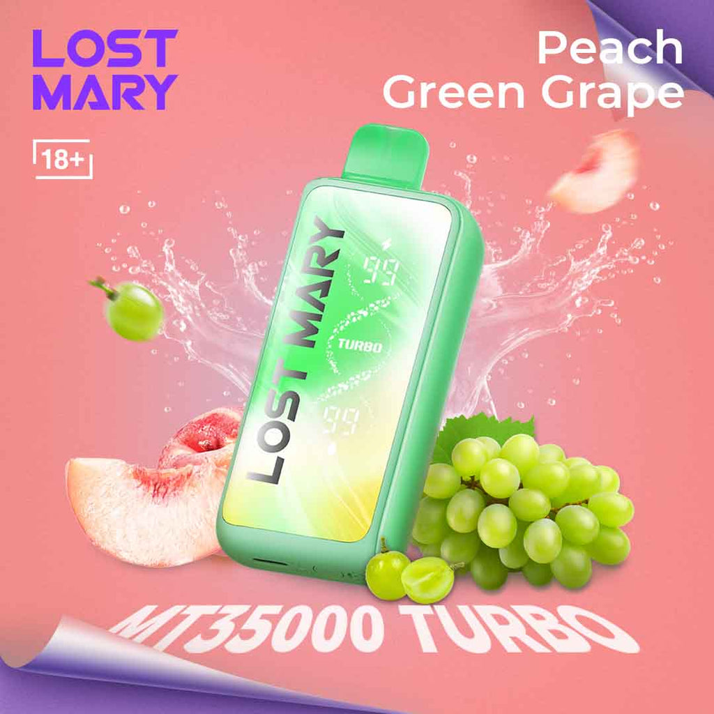 LOST MARY MT35000 TURBO Disposable Vape Peach Green Grape ELFBAR LOST MARY MT35000 TURBO Disposable Vape Peach Green Grape ELFBAR